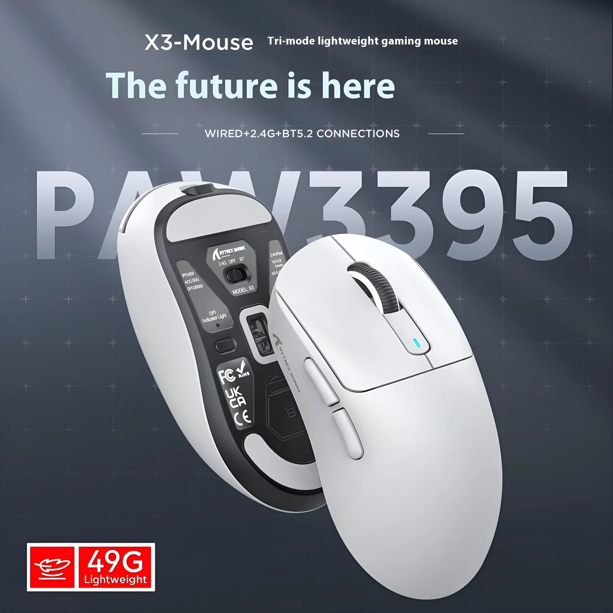 Three-mode rechargeable mouse for laptops in multiple colours with USB receiver and 1.5 metre cord
