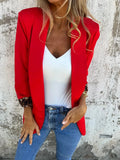 Women's slim fit cheetah print blazer jacket in black or red colour.