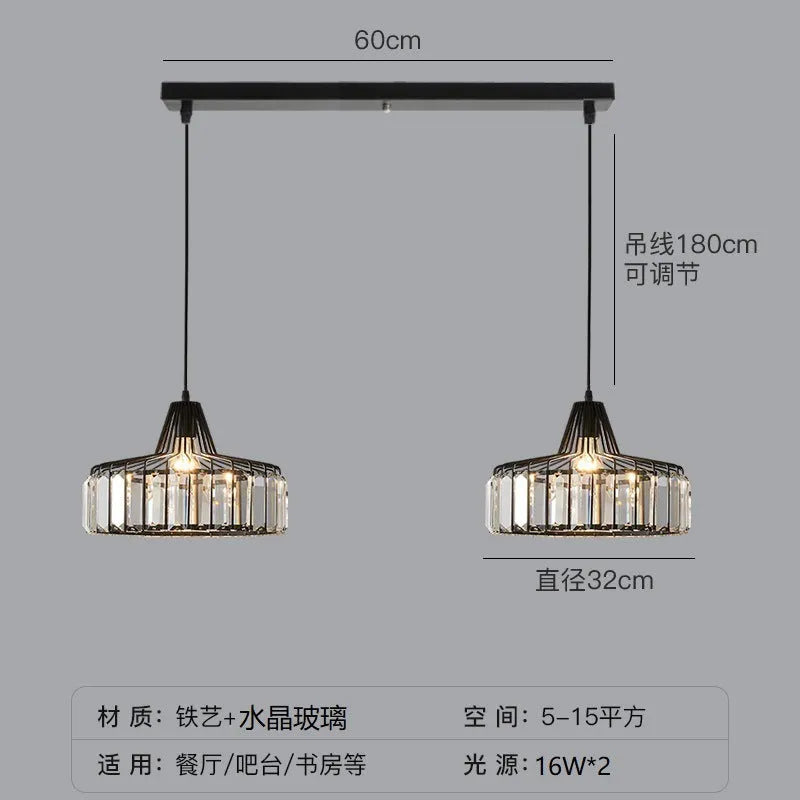 Modern crystal bedside lamp with light luxury chandelier design in black finish