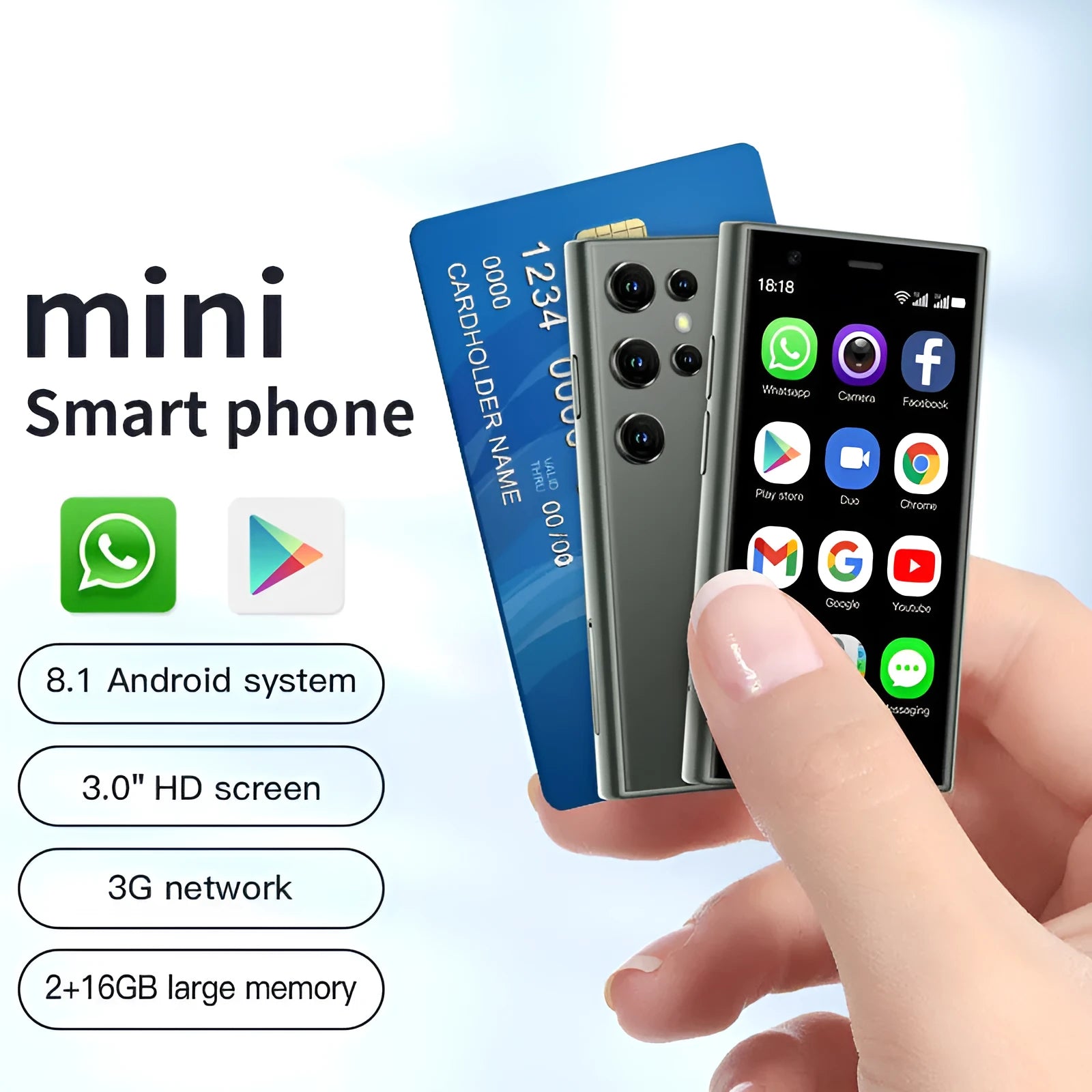 S23PRO & XS15 mini smartphone in black, green, or pink purple with 30cm screen.