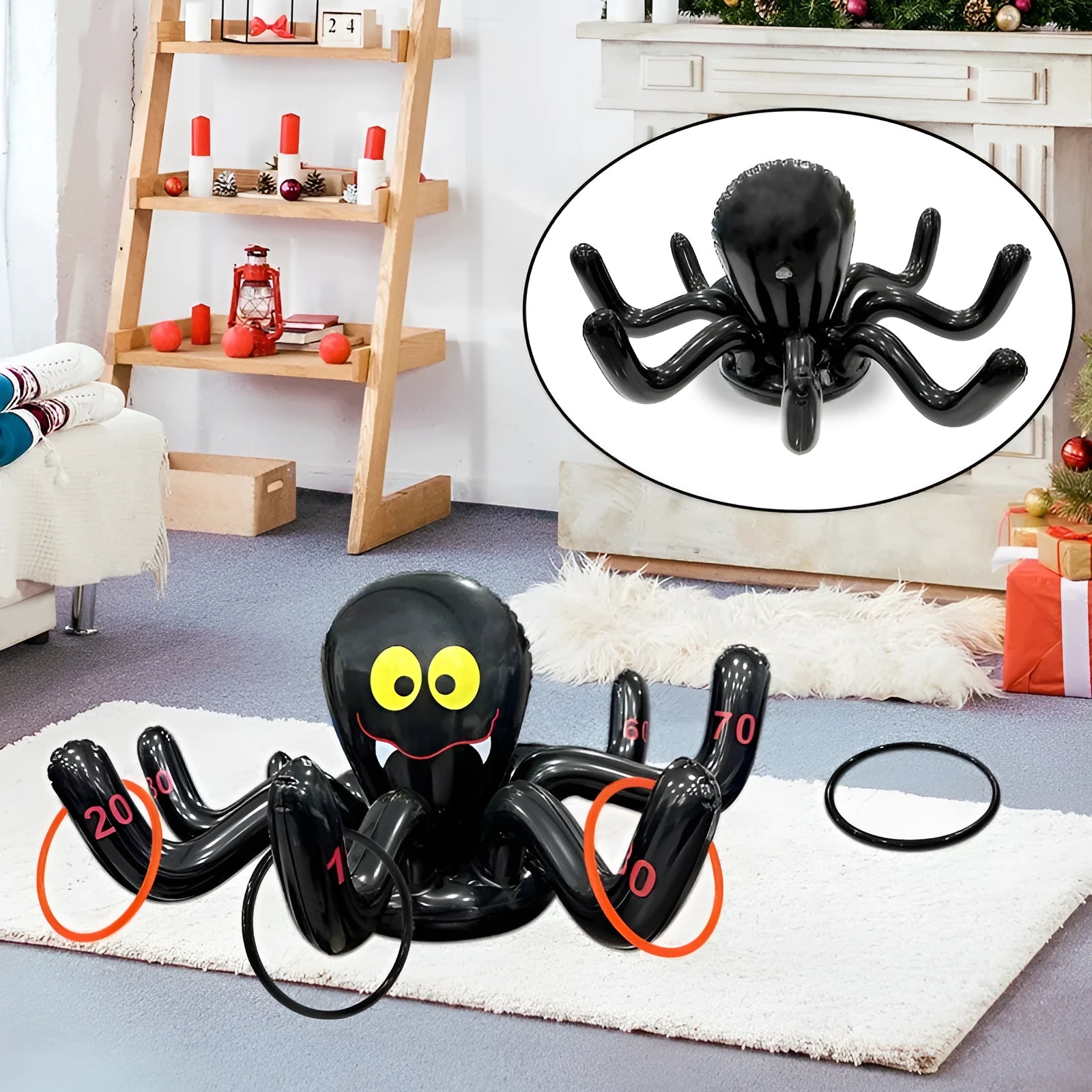 PVC inflatable octopus ferrule throwing toy in multiple colours for coordination games