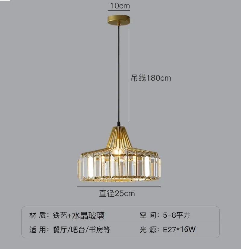 Modern crystal bedside lamp with light luxury chandelier design in black finish