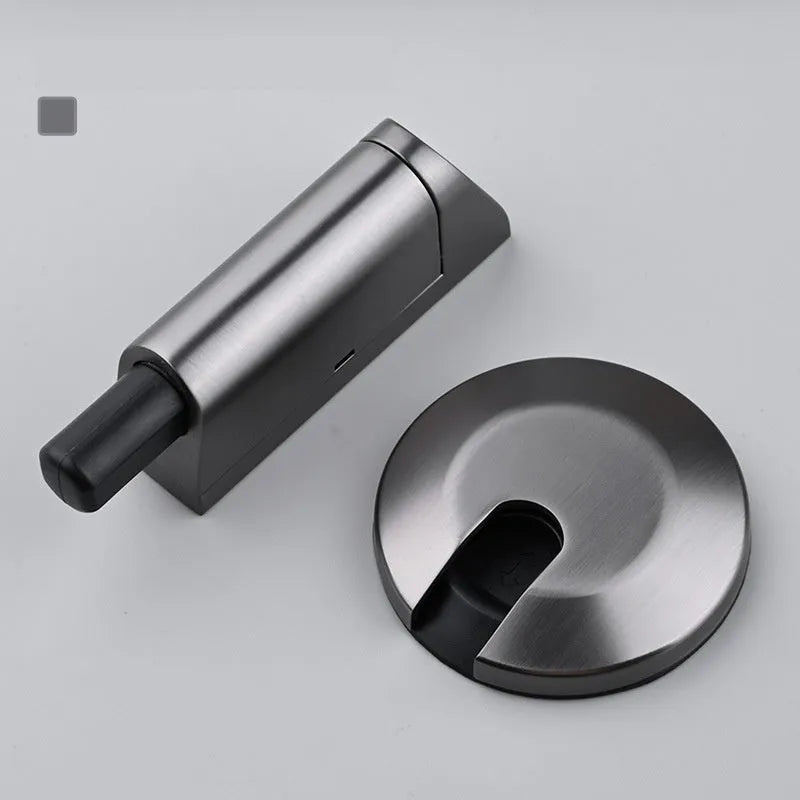 Modern invisible door stopper in zinc alloy showing multiple colour finish options