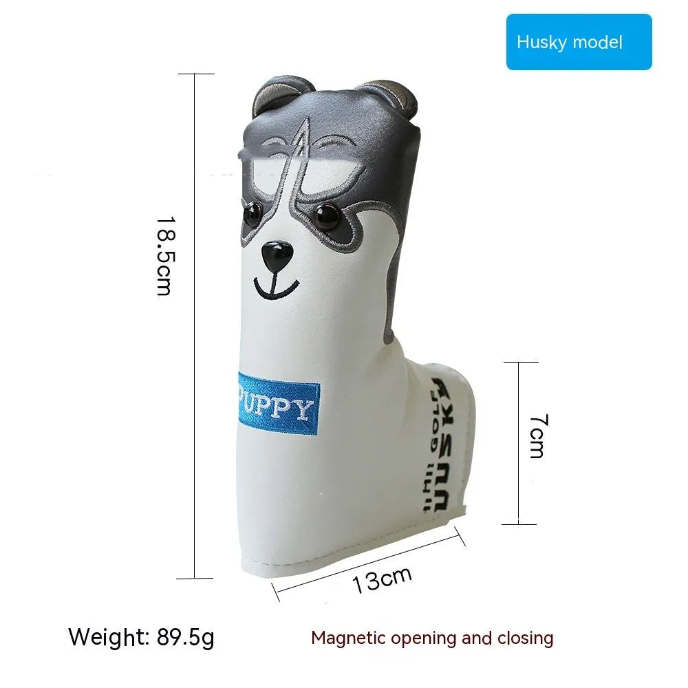 Golf straight bar putter sleeve in various novelty designs with PU waterproof exterior