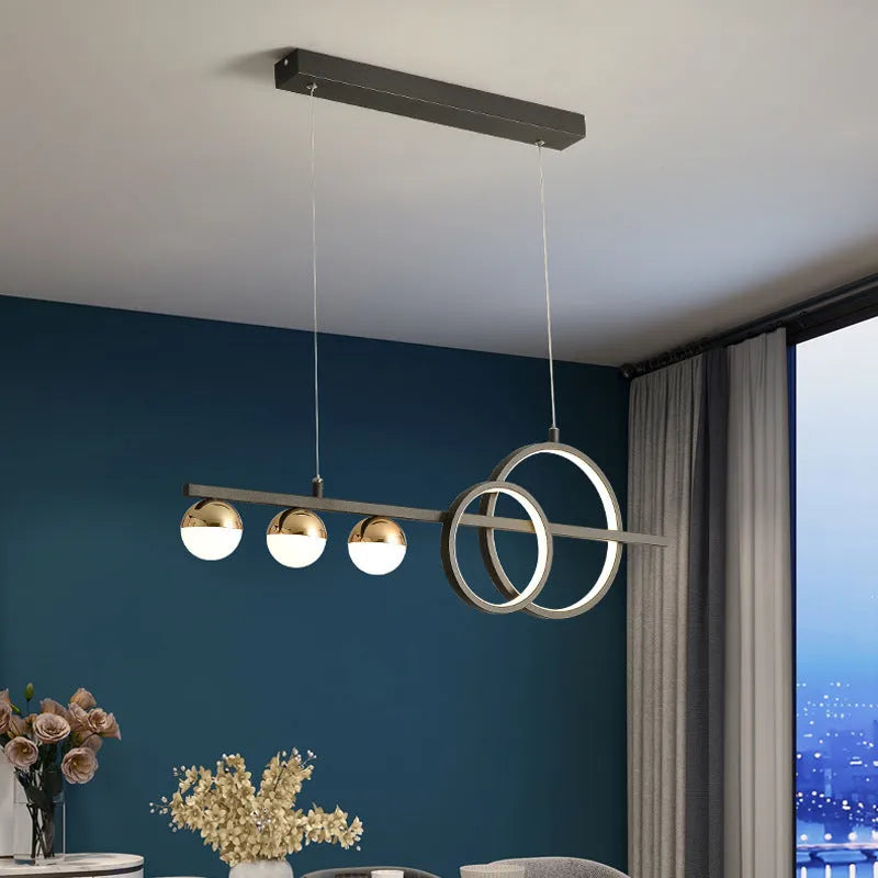 Rectangular aluminium Nordic-style ceiling lamp in black or gold finish with remote control.
