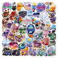 Colourful tea cup graffiti waterproof stickers in Nordic style, 50-piece pack for sports equipment and luggage
