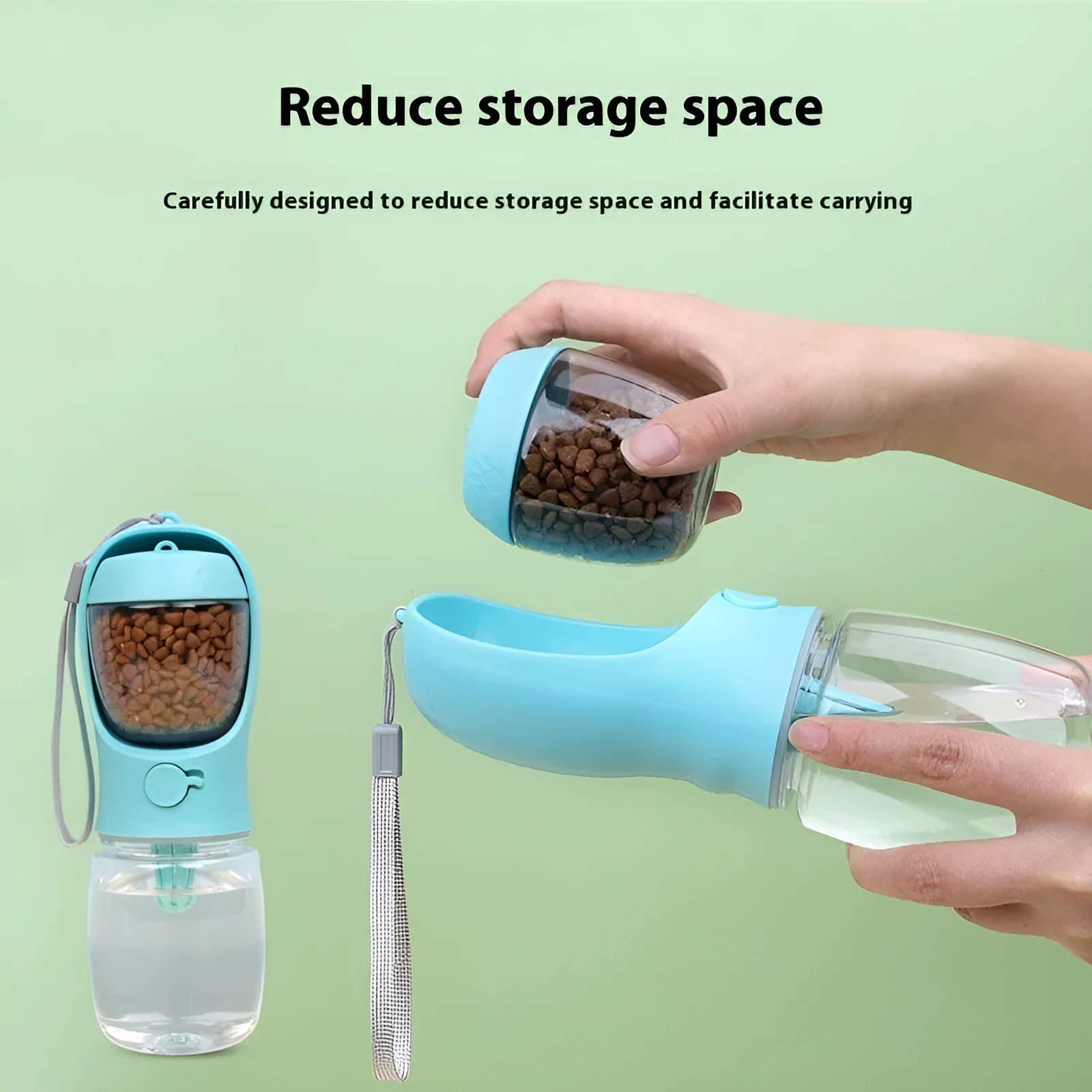 Blue dual-use portable dog drinking cup with two-in-one design for walks and outings