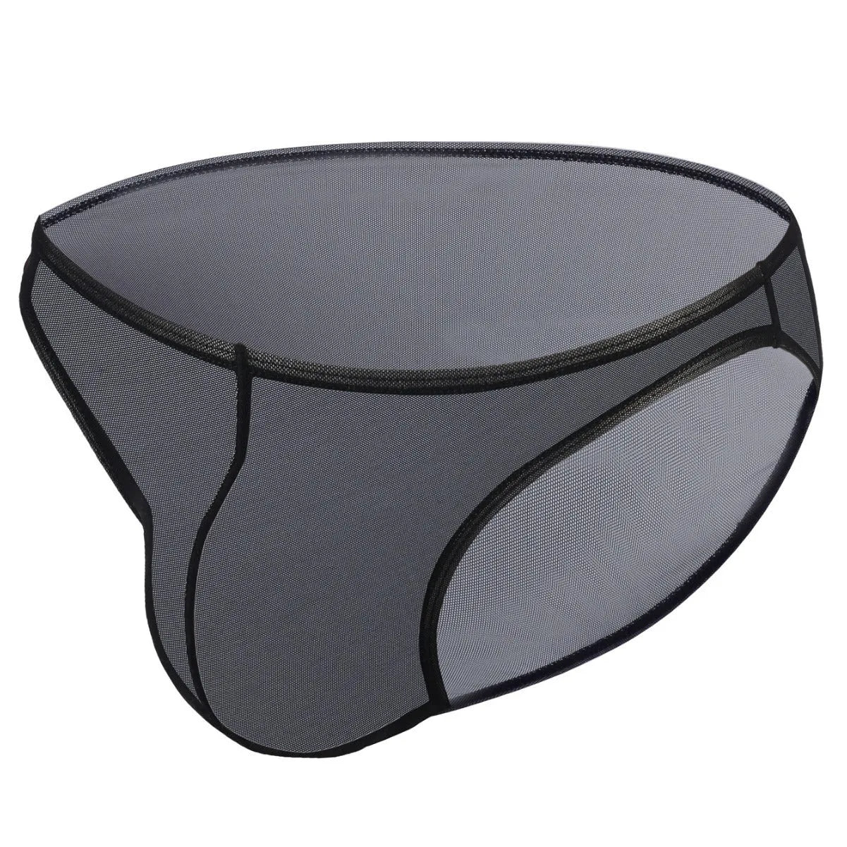 Man wearing black low waist ice silk nylon shorts with quick-drying fabric