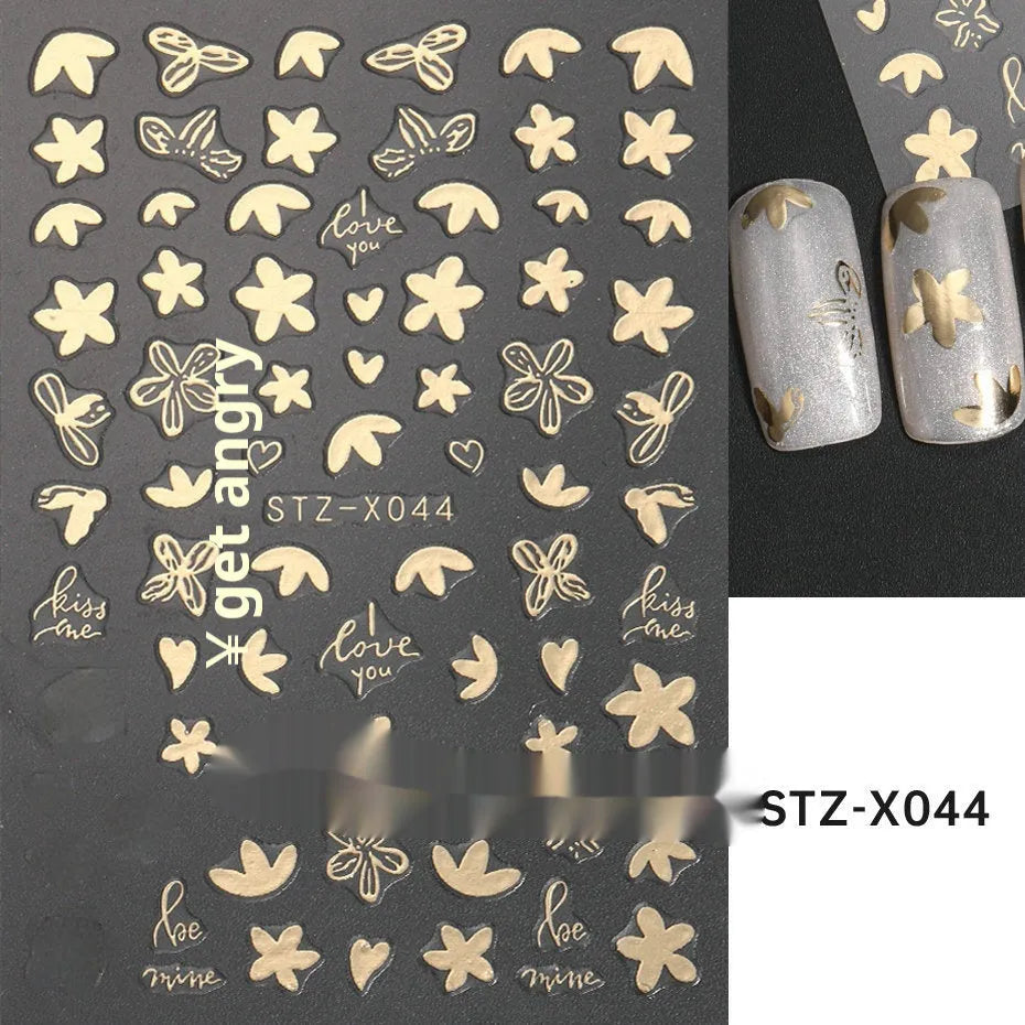 Black and silver strip cartoon nail art stickers on plastic patch