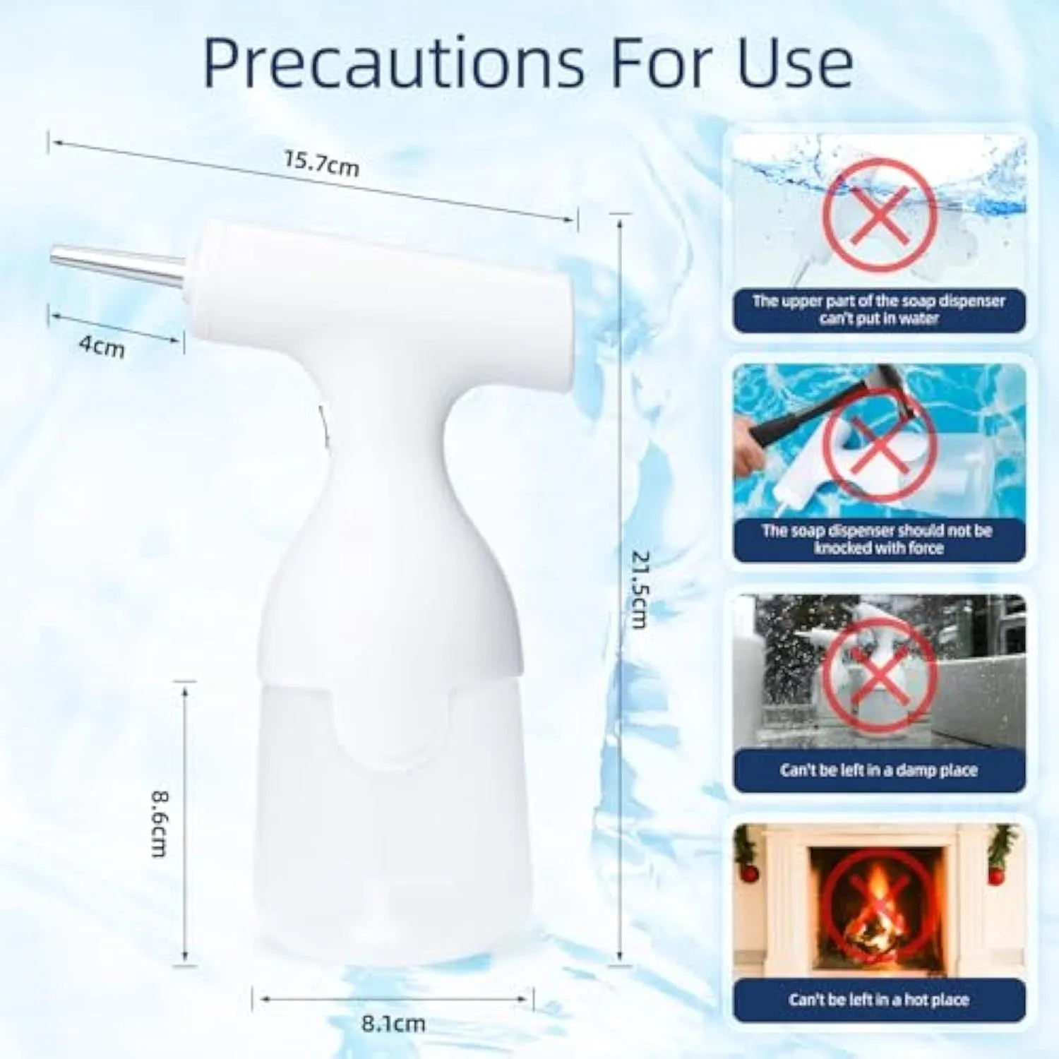 White electric foam soap dispenser for pet bathing with USB cable and two nozzles.