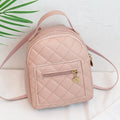 Hard square Korean style embroidered backpack for girls in black, pink, or white.