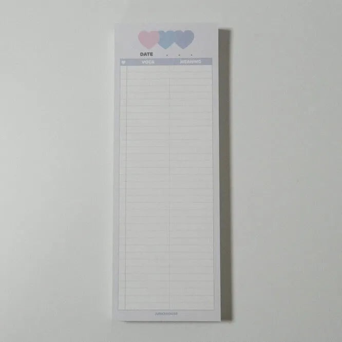 Half-B5 vertical notepad for English learning with pink, purple, or blue cover options