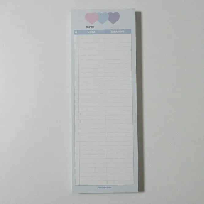 Half-B5 vertical notepad for English learning with pink, purple, or blue cover options