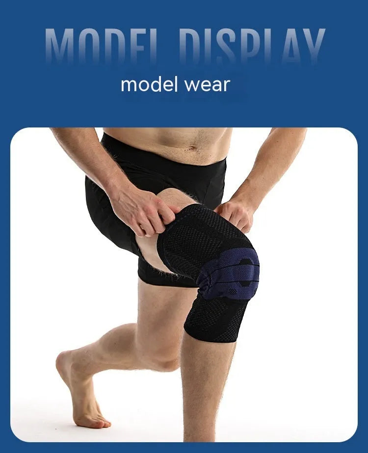 Adult sports knee pad in black and blue colour for basketball and running protection