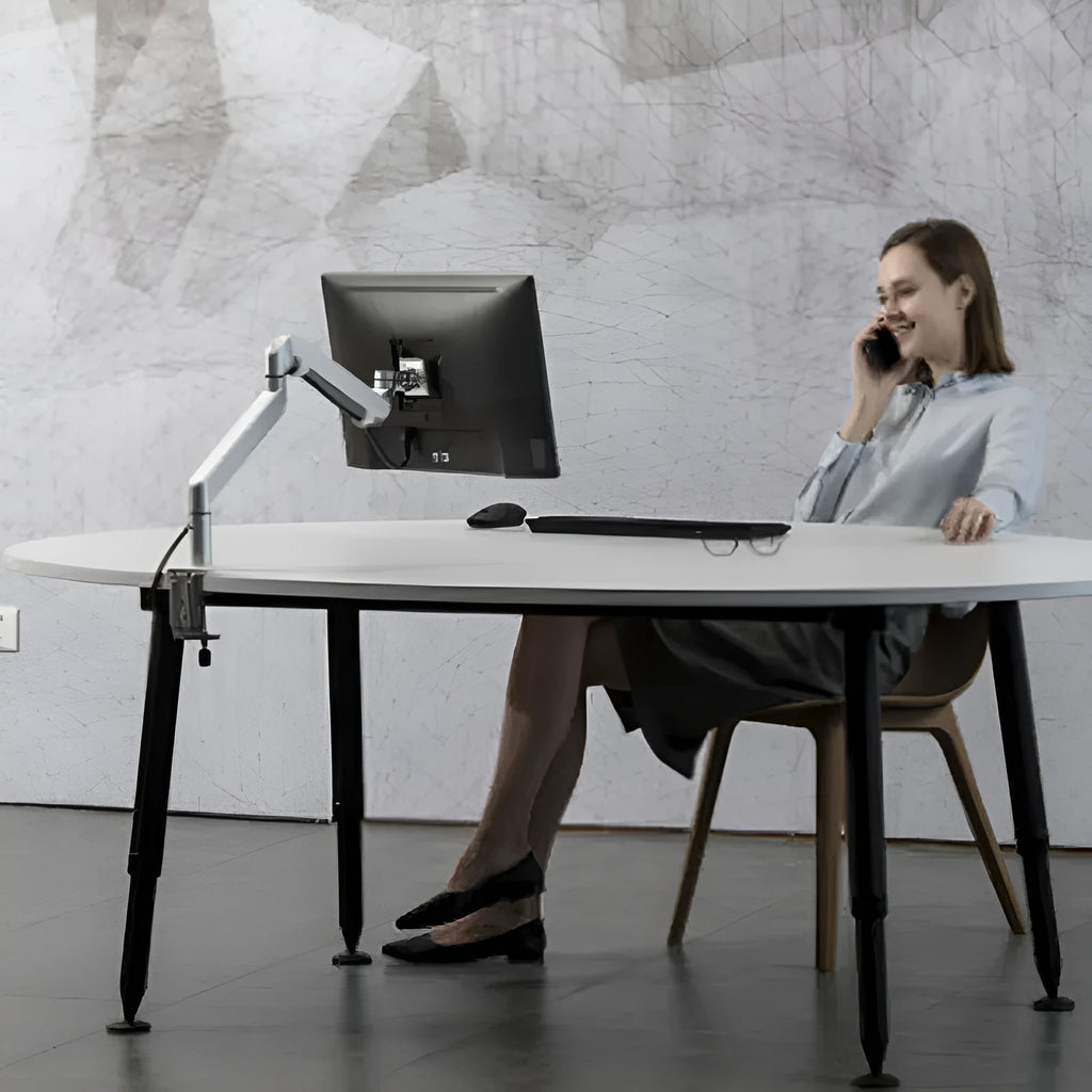 Aluminium computer stand with air pressure arm bracket in black or silver colour