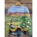 Little Flower digital printed round neck sweater in a colour from the YPM935 range, sizes S to 4XL.