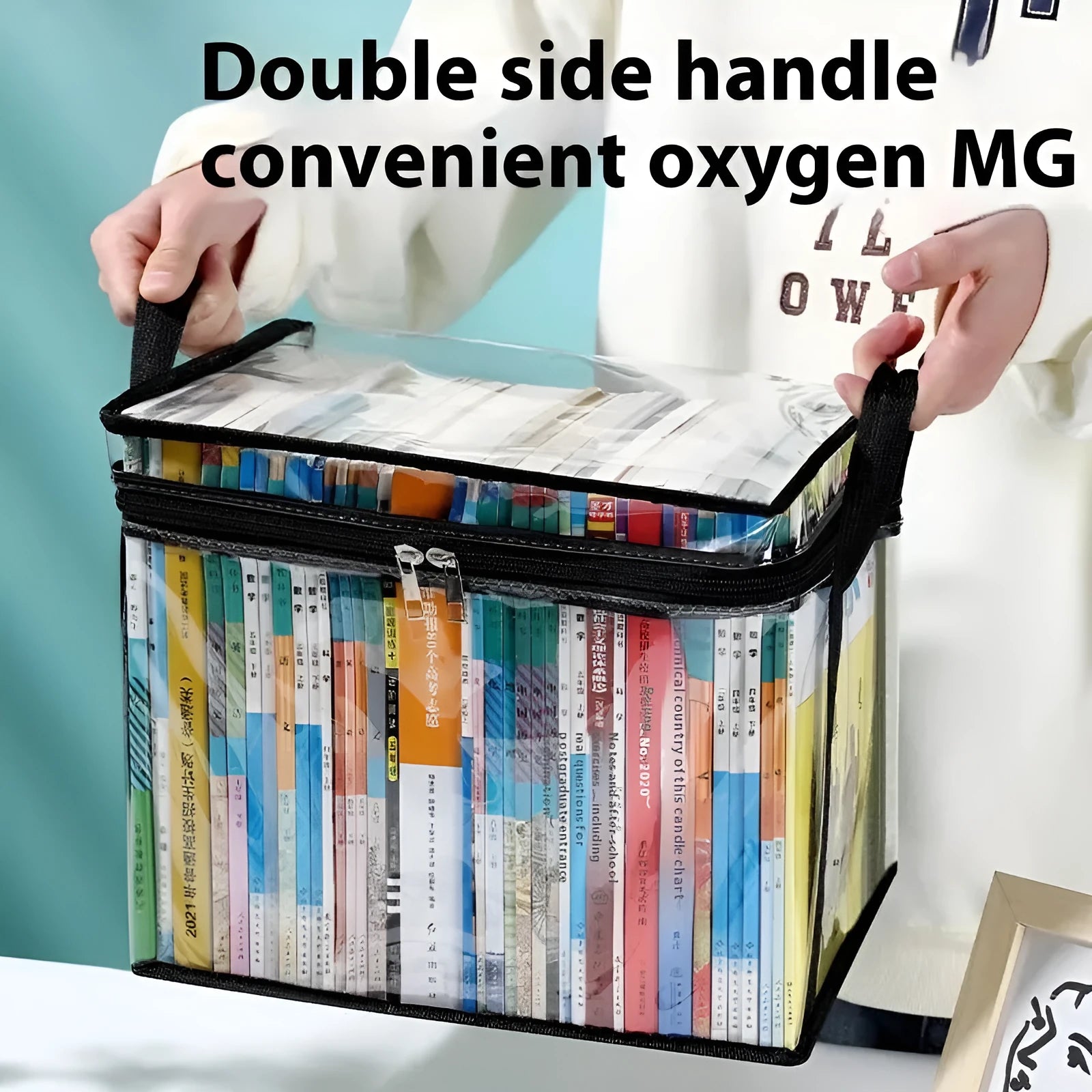 White large PVC water buggy storage bag with transparent cover measuring 38x24x32 cm showing zip closure