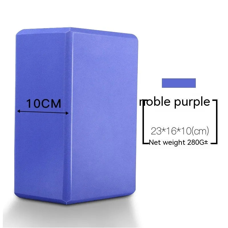High-density EVA yoga block in a selection of solid colours and printed designs.