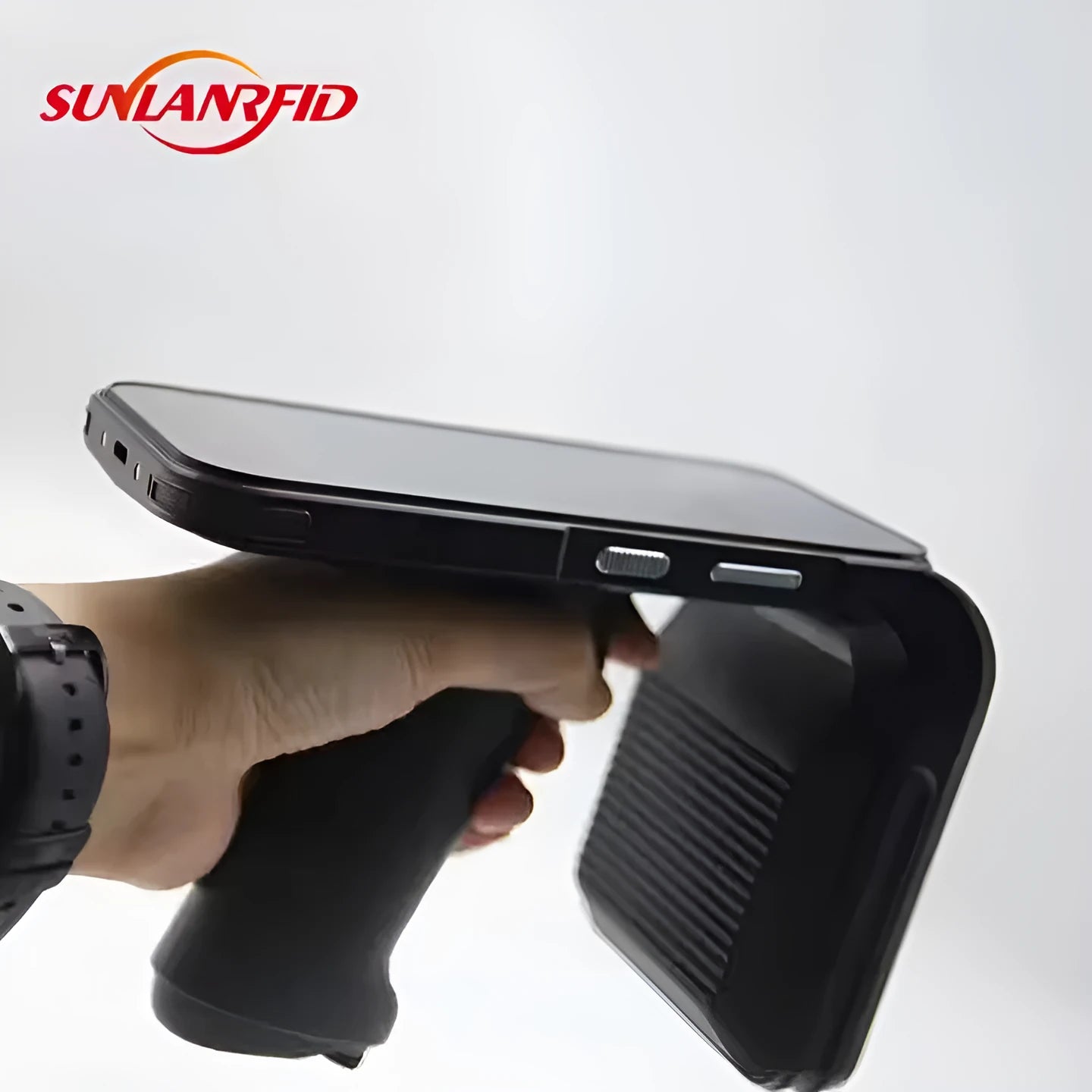 SLP-05 handheld Android mobile computer with UHF RFID reader for warehouse and logistics use.