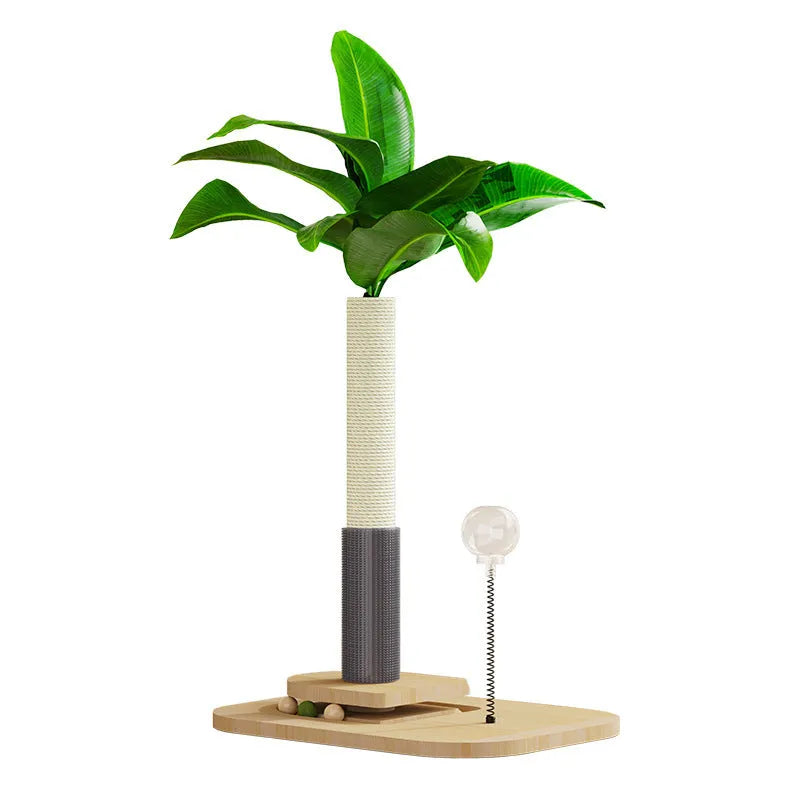 Canna colour gradient wooden cat scratching post with chamfered edges