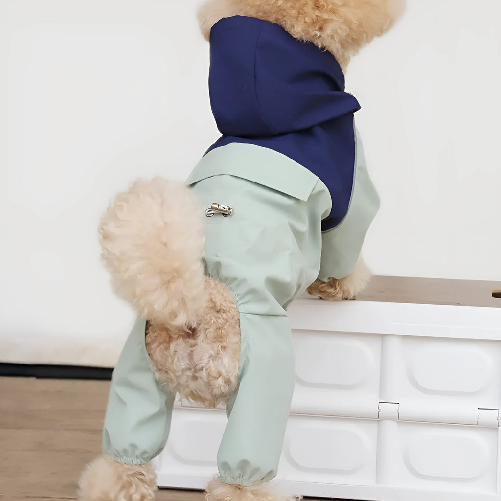 British style waterproof polyester dog jacket for small and medium sized dogs in army green colour