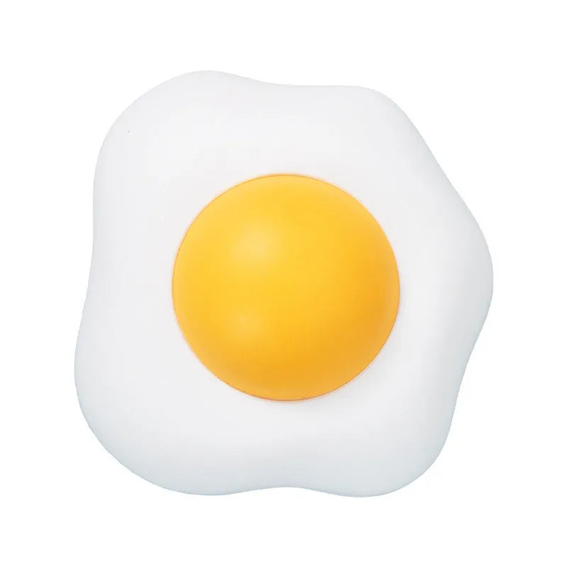 Organic catnip ball toy in fried egg and poached egg designs with wall mount capability