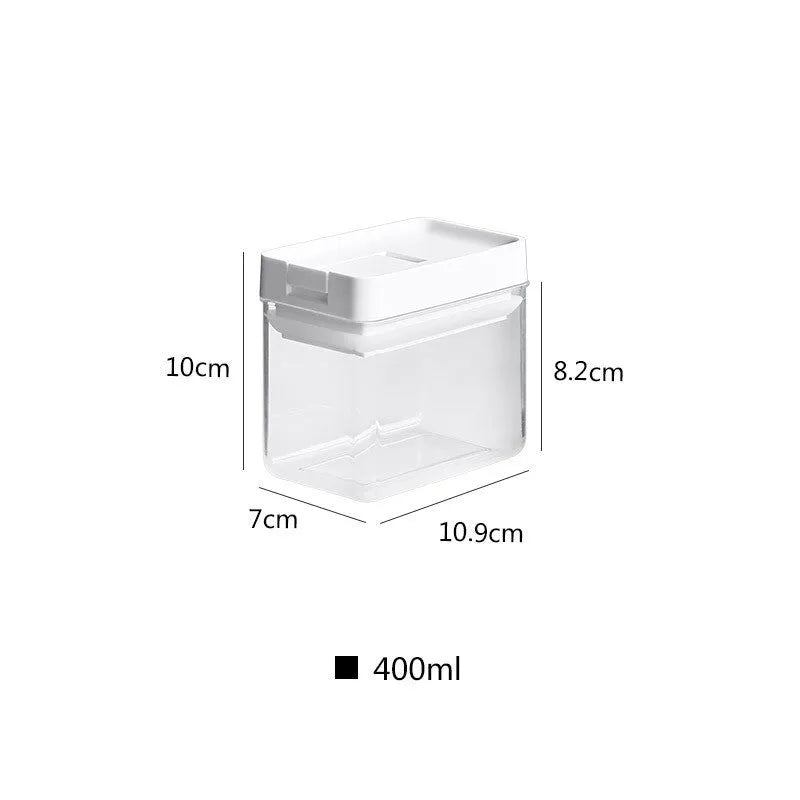 Transparent white plastic food storage container with 400ml capacity for grains