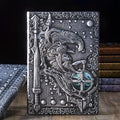 A5 leather notebook with embossed 3D warriors design on the cover.