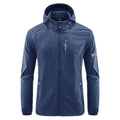 Men's light grey summer hooded jacket in thin nylon fabric with loose fit