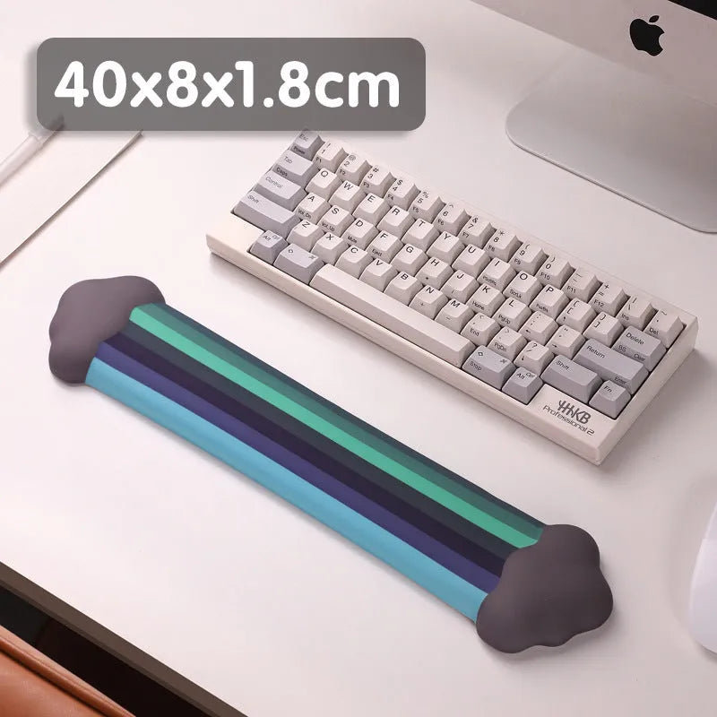 Silica gel wrist support mouse pad and keyboard stand in pastoral cloud design on computer desk