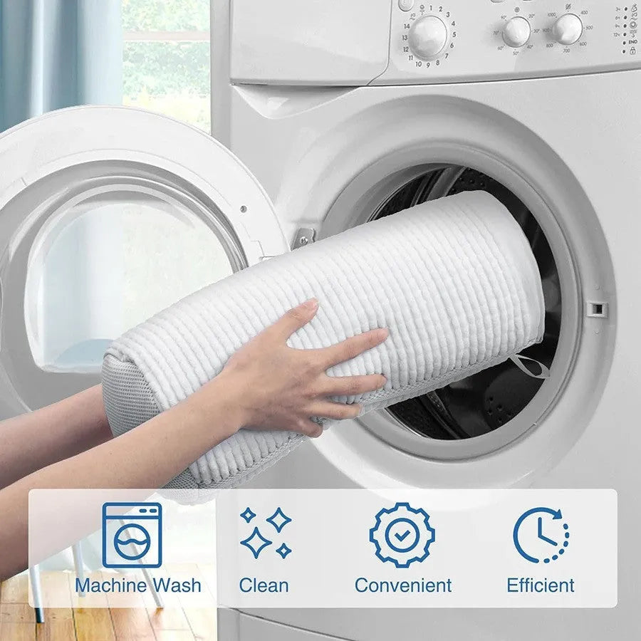 White shoe washing laundry bag made of polyester with fluffy fibres for machine wash protection