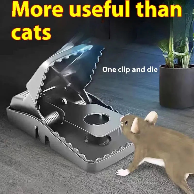 Automatic mouse trap cage in small, medium, and large sizes with metal and plastic construction