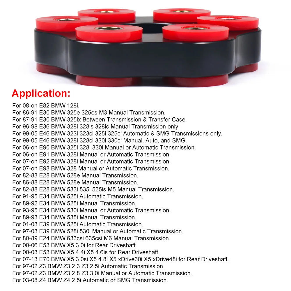 Red polyurethane aluminium drive shaft connecting plate bracket for BMW vehicles with included transmission shaft