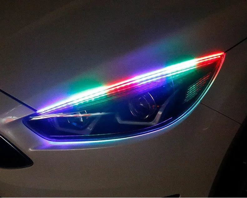 Remote control and RGB LED daytime running light strips in 30cm, 45cm, 60cm sizes for General Motors cars.