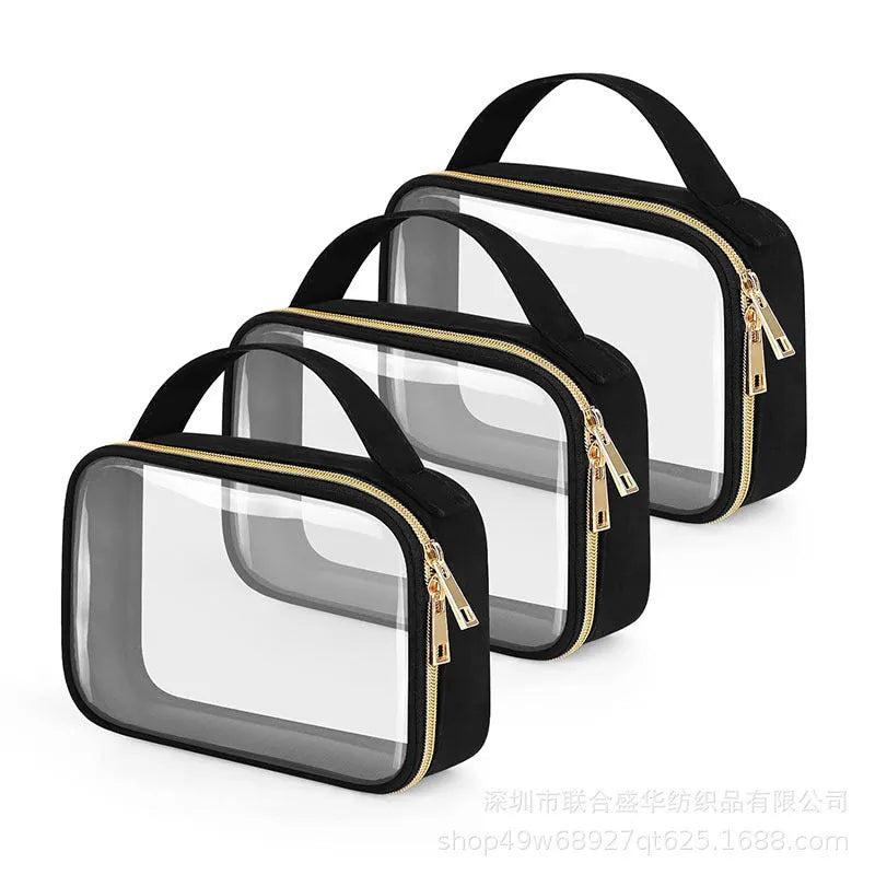 Transparent PVC lipstick storage wash bag with detachable chain in 7.85 inch size