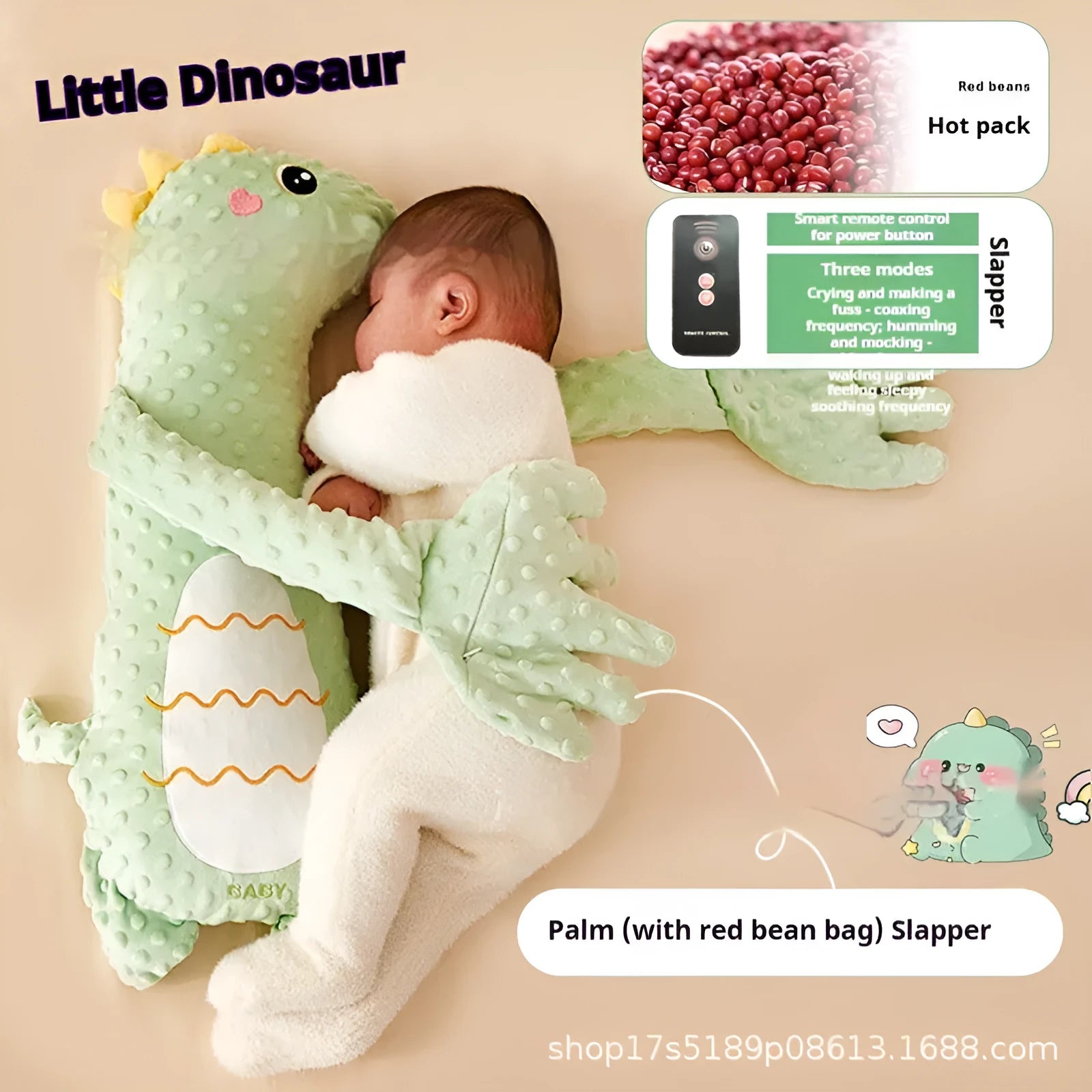 Soothing Baby Sleeping Pillow Animal Doll with Long Life Edition Design Plush Companion for Infants 0-3 Years in Dinosaur Moore Rabbit Big White Geese or Deer Colour Options Graphic Customisation Available