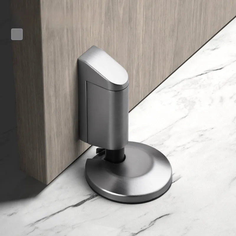 Modern invisible door stopper in zinc alloy showing multiple colour finish options