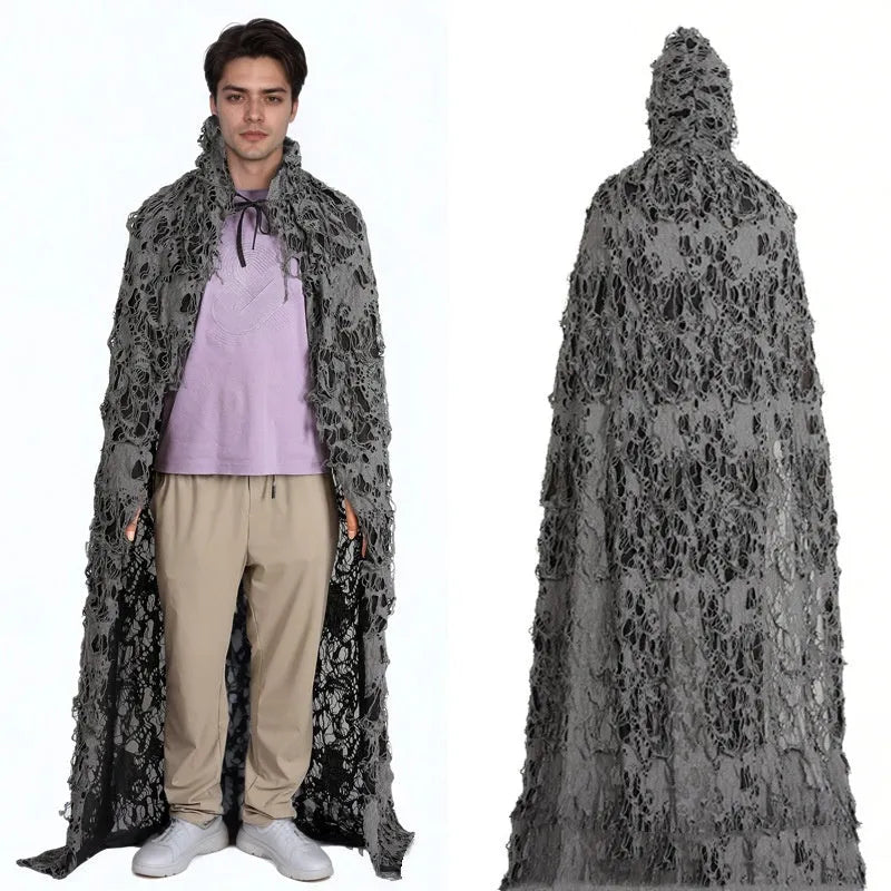 Hooded rag cloak in cloth material, Halloween costume, sizes 110cm 130cm 150cm