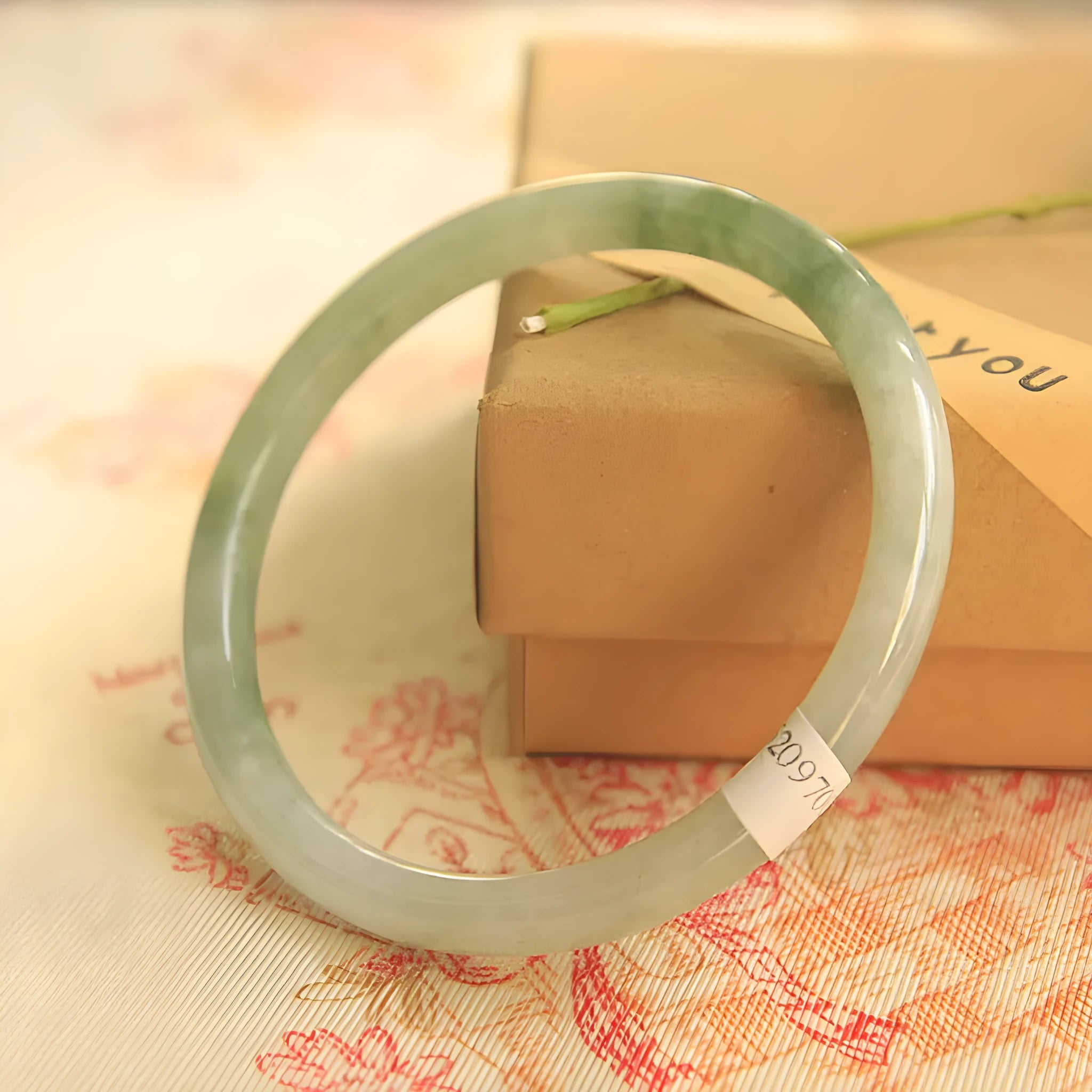 Green jade waxy geometric bracelet with 10mm beads and adjustable 53-64mm sizing
