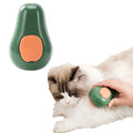 Green and white rechargeable cat steam brush with water spray tank and soft silicone bristles for pet grooming.