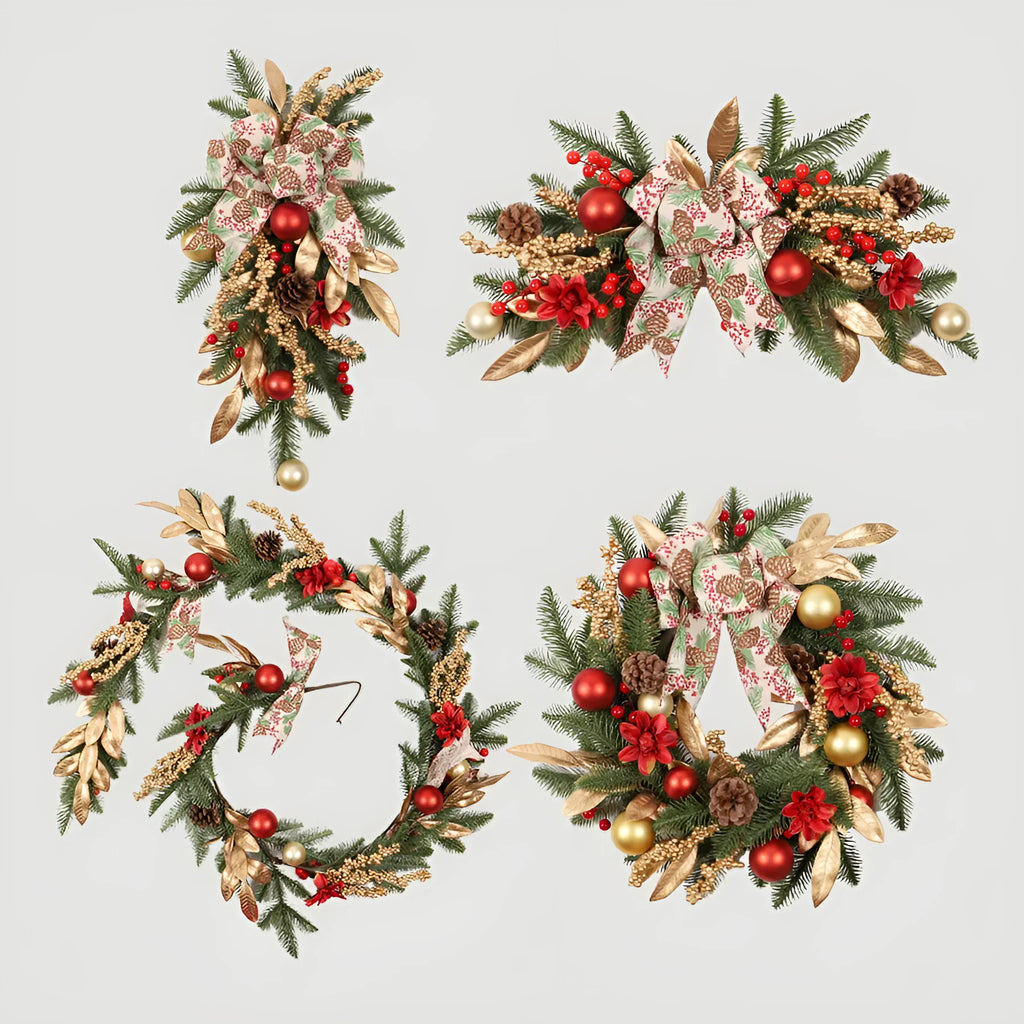 Christmas garland decoration in plastic with multiple hanging style options
