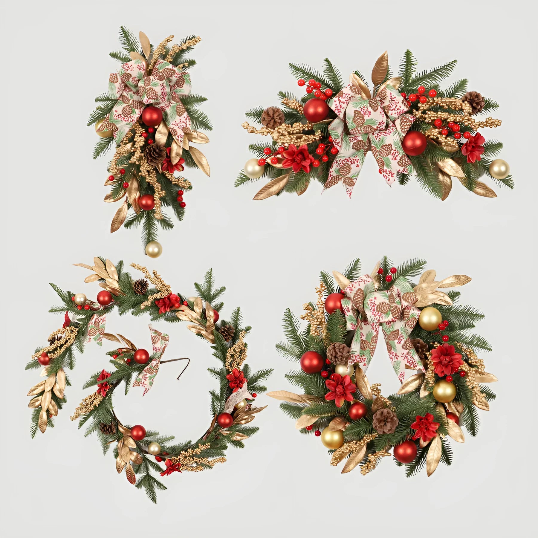 Christmas garland decoration in plastic with multiple hanging style options