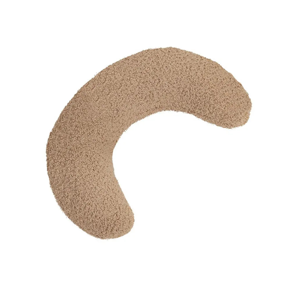 U-shaped cat pillow with adjustable collar in blue colour on blanket