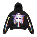 3D printed Halloween hoodie for men women black polyester slim fit round neck with patch bag