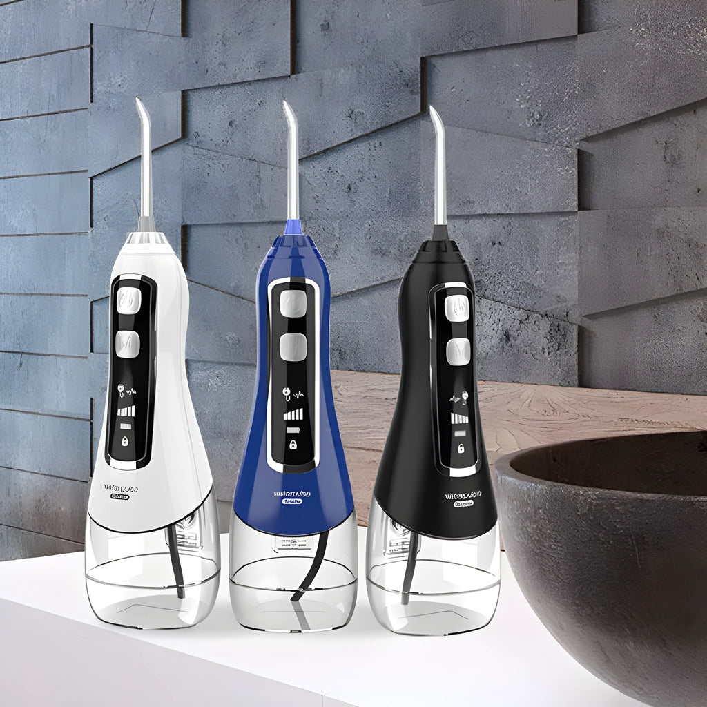 V580 portable 320ml electric dental irrigator water flosser in blue for adult oral hygiene