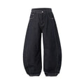 Men's wide leg denim trousers in original cow colour showing full length and relaxed fit