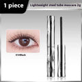 Waterproof long thick steel tube mascara in black and brown shades with optional eyelash curler