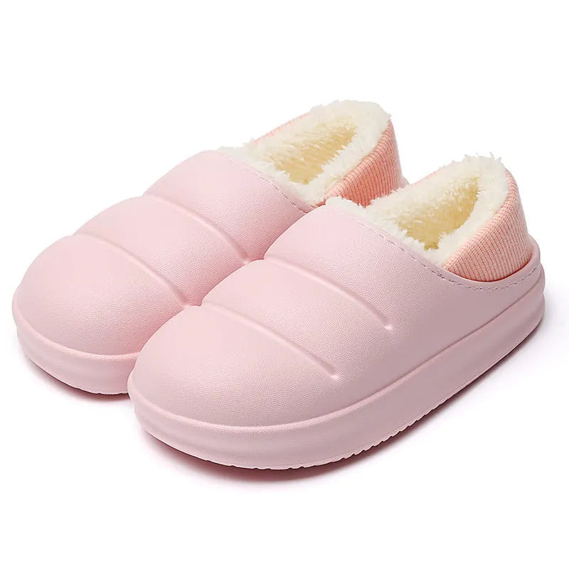 Waterproof EVA garden slippers with non-slip sole and plush lining in various colours