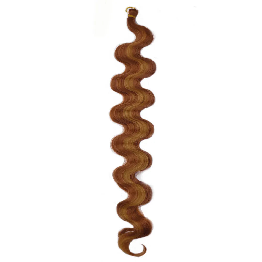 24-inch wine red big wave synthetic wig with braided texture on display
