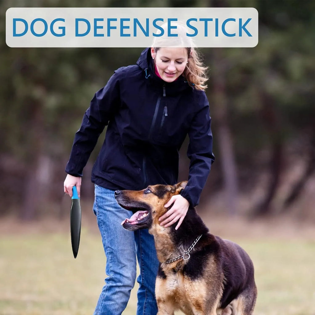 Blue handled nylon dog break stick for training, shown with measurement scale indicating 35 cm length